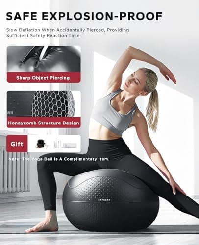 HAPBEAR Back Roller - Yoga Wheel Set with 26'' Exercise Ball – 12'' PP Spine Alignment Tool for Back Pain Relief, Core Strength & Full-Body Workout, for Home Gym & Therapy – Pump Included - Thumbnail 5
