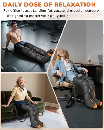 JZBRAIN Leg Massager with Heat and Compression for Circulation, Foot and Calf Thigh Massager for Pain Relief, Compression Boots with Heated Knee, 9 Intensity, 6 Modes, 3 Heat - Thumbnail 5