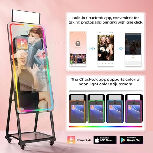 MWE Magic Mirror Photo Booth Machine Touch Screen with Printer,12MP 4K HD Camera,RGB Surround Light Music Sync,Professional Photography Light,Dual System,Software APP Remote Control (47in+Printer) - Thumbnail 6
