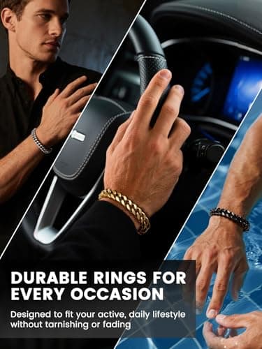 Bestyle 5mm Men's Cuban Link Chain Bracelet Gift for Men Cool Sturdy Black Mens Hand Chain Hip Hop Bracelets for Men Party Jewelry, Hypoallegenic Tranish Resistant, 5mm 21cm/8.3Inch - Thumbnail 5