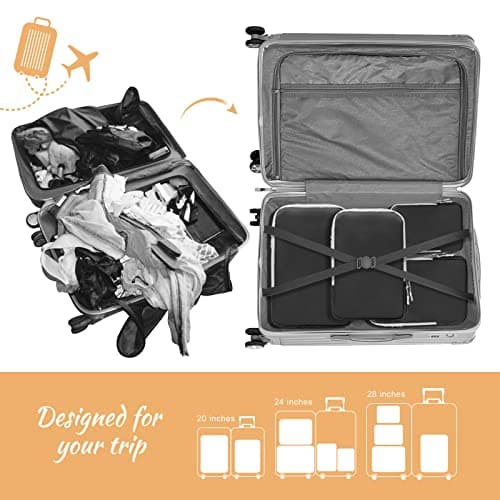 WOOMADA Compression Packing Cubes for Suitcases Travel Essentials 4 Set Expandable Travel Bags Organizer for Luggage(black) - Thumbnail 3