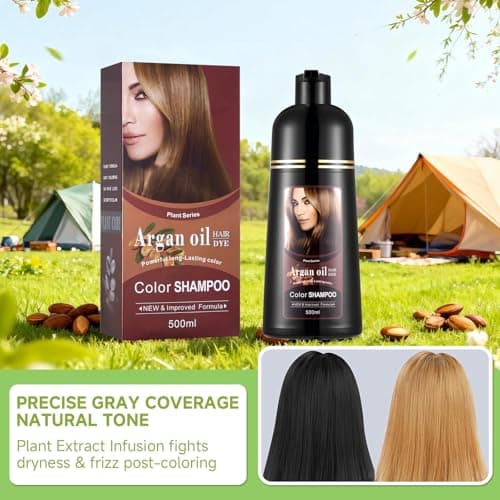 Natural Black Hair Color Dye Shampoo 3-in-1, Covers Gray Hair Fast with Long-Lasting Color, Rich Plant-Based Formula Repairs Damaged Hair, Gentle on Scalp for At-Home Use for Men & Women, 16.90 Fl Oz - Thumbnail 3