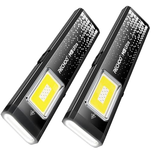 RECHOO Flat EDC Flashlight Rechargeable, 8-Mode Slim Pocket Flashlight with Magnetic Base & Clip, Lightweight Mini Rechargeable Flashlights for Everyday Carry, Working, Camping, Car Repair & Emergency - Image 1