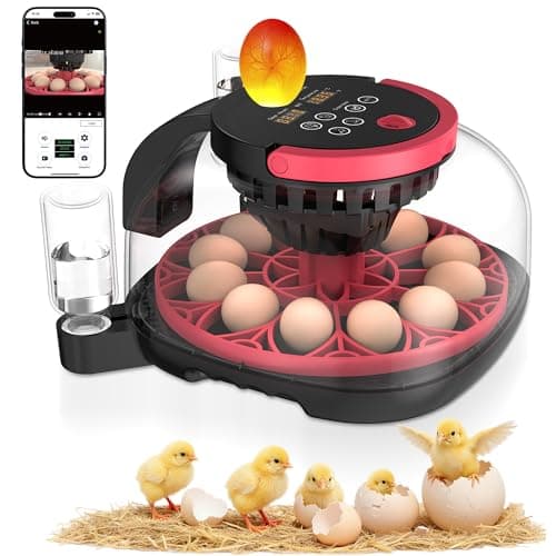 Caifunway Incubators for Hatching Eggs with Automatic Egg Turning and Humidity Control, with Remote APP Control, 12 Egg Capacity, for Chicken Duck Pigeon Quail