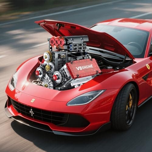 OCES V8 Engine Building Set — Mini V8 Engine Kits That Runs 478 PCS Working V8 Model Kit with Motor & Battery Box, Visible Pistons & Moving Crankshaft, STEM Engineering Project for Kids Teens Adults - Thumbnail 6