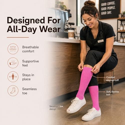 CopperJoint Copper Compression Socks for Women, Knee High Compression for Circulation, Socks for Nurses, Running, Travel & Everyday Use, Ideal Gifts for Women & Maternity- 2 Pairs in a Pack - Large - Thumbnail 3