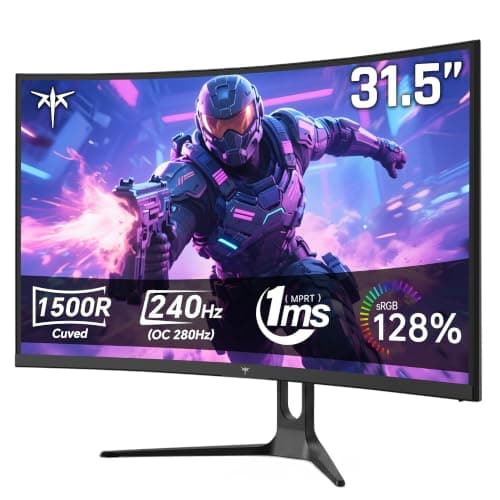 KTC 32 Inch Curved 240Hz Gaming Monitor, 280Hz PC Computer Monitors 1080P FHD, 1500R Curve, 1MS MPRT, Adaptive Sync, 128% sRGB, 3500:1, HDR Low Blue Light, Tiltable VESA Mount, H32C5