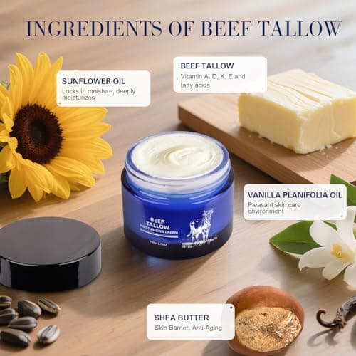 SKSOYT Beef Tallow for Skin, Whipped Organic Grass-Fed Beef Tallow Balm for Face & Body, Tallow Face Moisturizer, For Dry Skin - Thumbnail 6