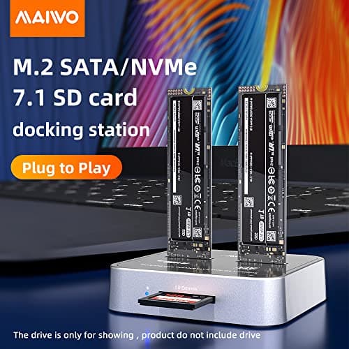 MAIWO K3016SD NVMe SATA SD 3 Bay SSD Docking Station, 10Gbps M.2 SSD Reader Adapter Enclosure, Compatible SD Express/M.2 NVMe SATA SSD. (Not Support Clone) - Thumbnail 3