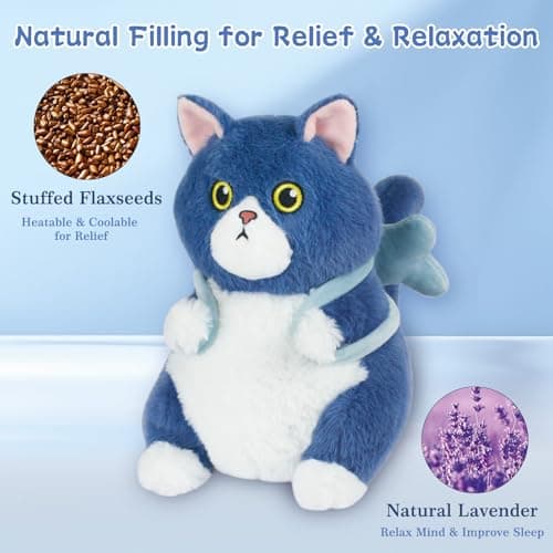 Ayehe Microwavable Stuffed Animals, Cute Cat Heated Stuffed Animals Plushies, Heating Pad Animal Plush Toys for Adults and Kids (Fish) - Thumbnail 5