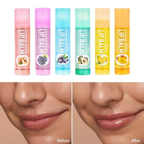 Lip Balm 12 Pack - Hydrating & Repairing for Delicate Lips, 6 Fruity Flavors Moisturizing Balm for Dry Cracked Lips, Long Lasting Lip Care Set - Thumbnail 4