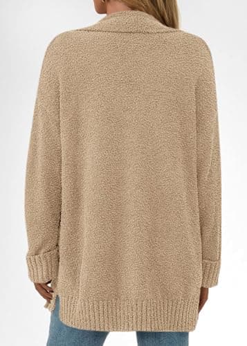 KIRUNDO Cardigan Sweaters for Women 2026 Fall Chunky Fuzzy Knit Open Front Loose Long Sleeve Sweater Coats Winter Clothing(Camel, Large) - Thumbnail 2