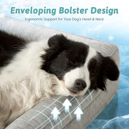 COZY KISS Cooling Dog Bed, Orthopedic Foam Dog Bed with Sides, Removable Cover & Waterproof Lining and Nonskid Bottom, Comfortable Pet Beds for Extra Large Dogs, Grey (48" L x 32" W x 7.5" Th) - Thumbnail 5