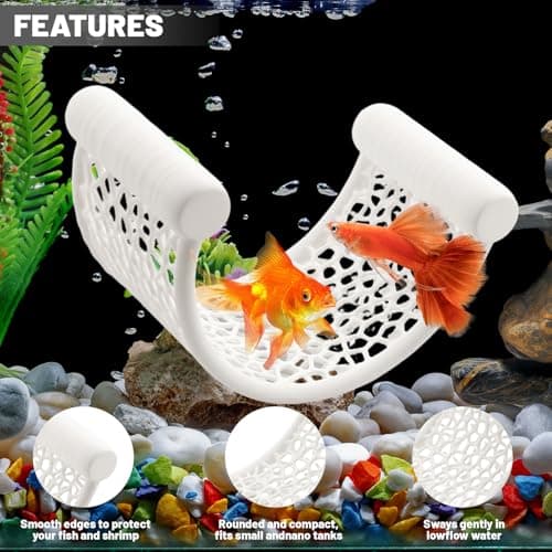 Ptazucv White Betta Fish Hammock,Betta Fish Tank Accessories Decorations,Safe Floating Aquarium Rest Ledge for Bettas,Nano Fishs,Small Fish Shrimp (White) - Thumbnail 2