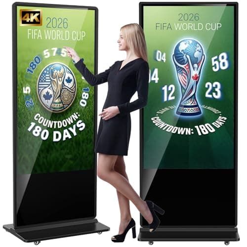 YCKJNB 65 inch Indoor Digital Signage 4K Touchscreen,CMS Software,IPS Floor Standing Digital Kiosks Interactive Displays with WiFi HDMI/USB Input Auto AD Player, Android OS Black - Image 1