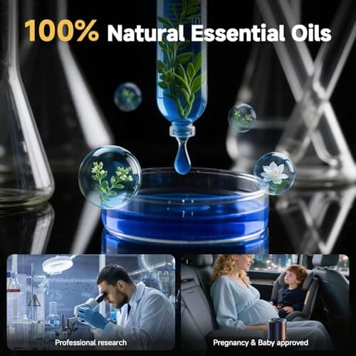 Smart Car Air Freshener with Star Light & 100ml Diffusers Oil Refills, Auto On/Off Aroma Diffuser, 3 Adjustable Mist Modes Rechargeable Aromatizante para Carro - Car Diffuser（Cologne+Ocean） - Thumbnail 5