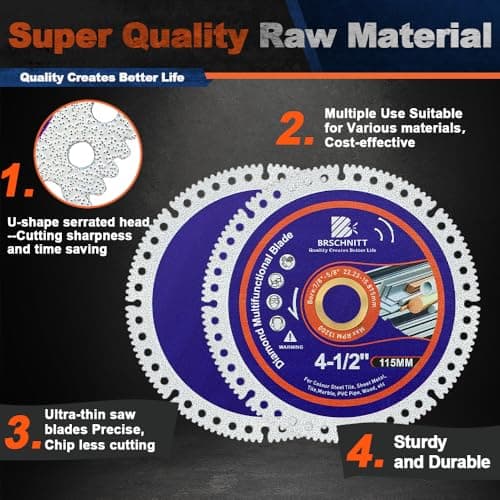 BRSCHNITT Indestructible Disc for Grinder 5inch 2pcs -7/8" Arbor Multifunctional Cutting Discs for Smooth Cutting, Chamfering, Grinding Materials - Thumbnail 5