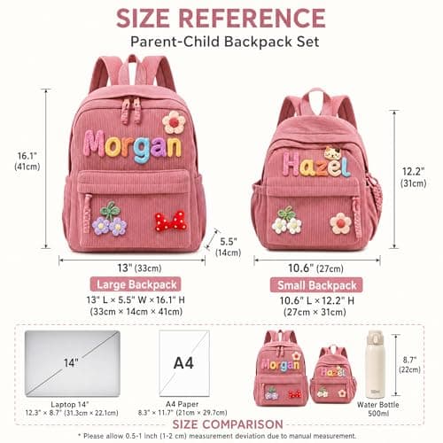 KEQHAULI Custom Corduroy Backpack—a matching parent-child set featuring a hand-woven cotton cord design, making it an ideal birthday gift. - Thumbnail 3