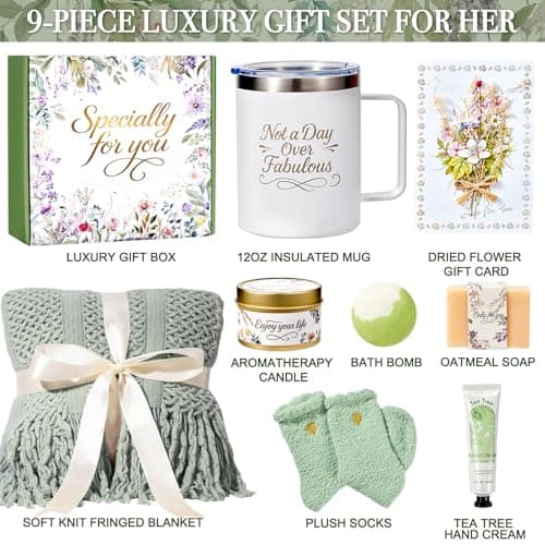 Birthday Gifts for Women, Self Care Gift Basket for Women, Thinking of You & Get Well Soon Gifts, Relaxing Spa Care Package for Mom, Sister, Best Friend, Her - Thumbnail 3