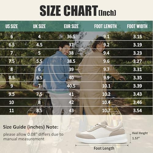 Vepose Women's Beige Pu Lightweight Platform Sneakers Chunky Casual Tennis Shoes, Memory Foam Non Slip, Suede Pu Lace Up, Everyday Walking Travel Office Size 6.5(CJY8216 Beige pu 06.5) - Thumbnail 6