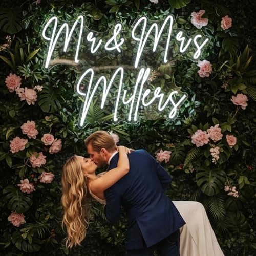 Custom Wedding Neon Sign, Personalized Name Neon Light for Wedding Backdrop, Mr & Mrs LED Sign for Reception Decor, Dimmable Bridal Shower Engagement Gift - Image 1