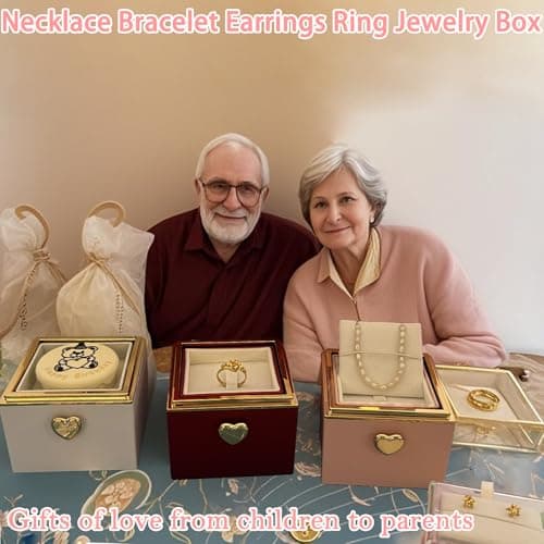 Surprise Rotating Jewelry Ring Box with S925 Necklace Silver Pendant with White Zirconia, Little Bear Cake Flip Birthday Proposal Engagement Wedding Ring Jewelry Box (Pink Ring Boxes+Necklace) - Thumbnail 5
