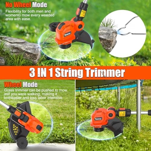 Cordless String Trimmer Compatible for Milwaukee 18V Battery,Garden Lawn Edger with 25cm Cutting Diameter,Electric String Trimmer,Weed Wacke,Weedeaters for Lawn Garden (NO Battery) - Thumbnail 5