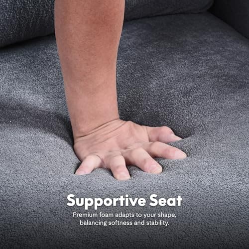 FLEXISPOT AC2 Accent Chair for Living Room, Mid Century Modern Reading Chair for Bedroom, Upholstered Armchair Comfy Single Sofa Side Chair for Office, Apartment, Small Room, Grey - Thumbnail 5