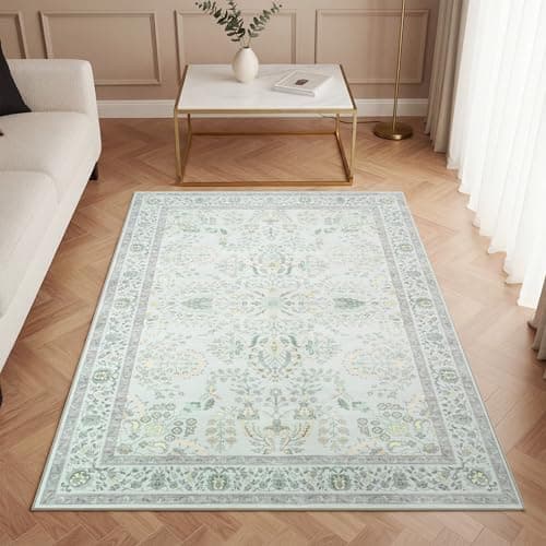 GRANNY SAYS Area Rugs 5'x7' Washable Non-Slip, Carpet for Living Room Bedroom Dining Room, Machine Washable Carpet for Bedroom, Large Rug, Throw Rugs, Vintage Green - Image 1