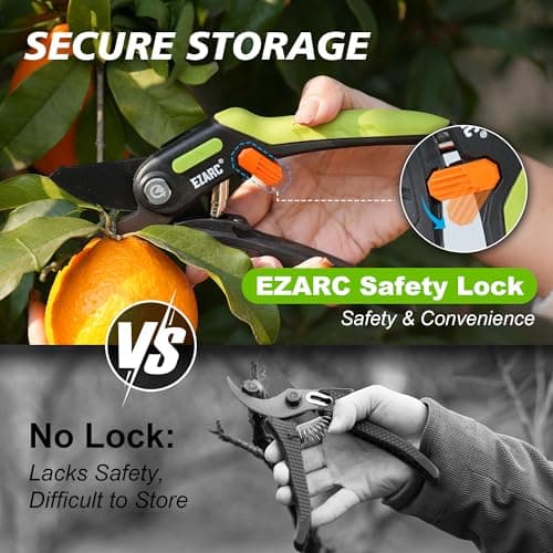 EZARC Garden Pruning Shears, Bypass Hand Pruner 1 Inch Cut Capacity, Garden Clippers Hand Tools for Cutting Flowers, Trimming Plants, Picking Fruits, 1 Pack - Thumbnail 3