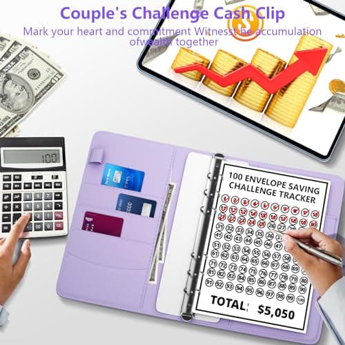 100 Envelopes Money Saving Challenge Binder & Budget Planner – Savings Book with Pre-Numbered Cash Envelopes, Trackers & Labels – Save $5,050 for Home, Office, School – Budget Binder Kit (Black) - Thumbnail 4