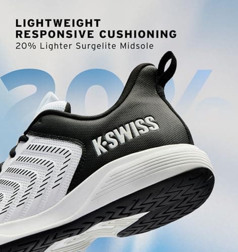 K-Swiss Men's Ultrashot Light Pickleball Tennis Shoe - Lightweight Court Shoes Lateral Movement Stable Support, Black/White 8.5 M - Thumbnail 5
