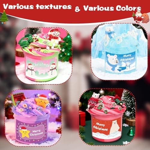 Christmas Tree Slime Advent Calendar 2025, Party Favors, Stocking Stuffers, 24 Days Surprise Slime Kit for Teens Boys Girls 5 6 7 8 9 10 11 12, Goodie Bag Stuffers, Christmas Gifts for Kids - Thumbnail 4