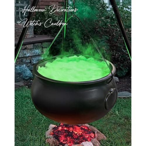 Halloween Decorations - Large Witches Cauldron on 54" Tripod with Lights - Black Plastic Bowl Decor - Hocus Pocus Candy Bucket Decoration for Indoor Outdoor Home Room Porch Yard Lawn Party Outside - Image 1
