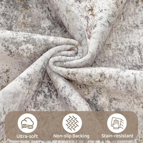 UERMEI 5x7 Area Rug Living Room Rugs - Washable Neutral Modern Abstract Soft Thin Large Rug Indoor Floor No Slip Rug Carpet for Bedroom Under Dining Table Home Office Decor - Brown Grey - Thumbnail 6