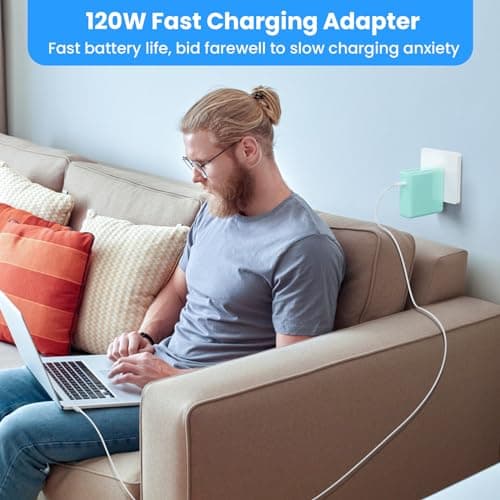Kioson Mac Book Pro Charger - 120W USB C Charger Fast Charger, Compact Laptop Charger Adapter Compatible with USB C Port MacBook Pro/Air, iPad Pro, Samsung Galaxy and All USB-C Devices (Light Green) - Thumbnail 6