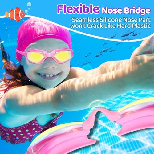 Vvinca Swimming Goggles for Kids 3-15 years-2 Pack, Kids Goggles Anti-Fog/UV No Leaking Swim Goggles for Kids - Thumbnail 6