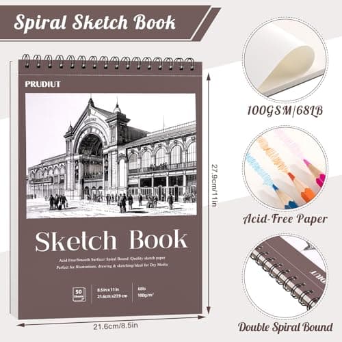Sketch Book 8.5×11 inch, Spiral Bound Sketch Pad 50 Sheets (68lb/100gsm), Acid-Free Sketchbook for Drawing Painting Sketching, Art Paper Drawing Supplies for Teens Adults Artists Ideal Gifts - Thumbnail 3