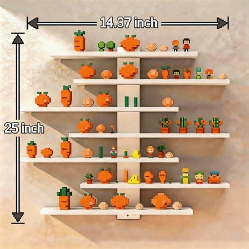 FRAWENLECO No Drill Floating Shelf for Wall, 7-Tier Wall Mounted Organizer, Damage-Free Display Shelf for Collectibles, Figures, Bathroom Kitchen Storage, White - Thumbnail 2