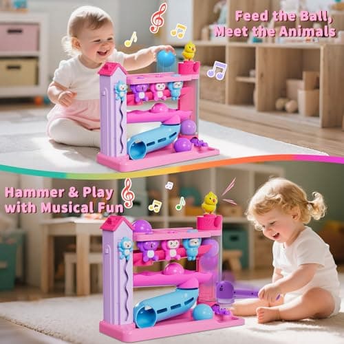 Musical Toddler Toys for 1 2 3 Years Old, Educational Baby Toys 12-18 Months with Bilingual Toddler Learning, Interactive Toys for 1 Year Old Girl, Christmas Birthday Gift for 1 Year Old Girl (Purple) - Thumbnail 4