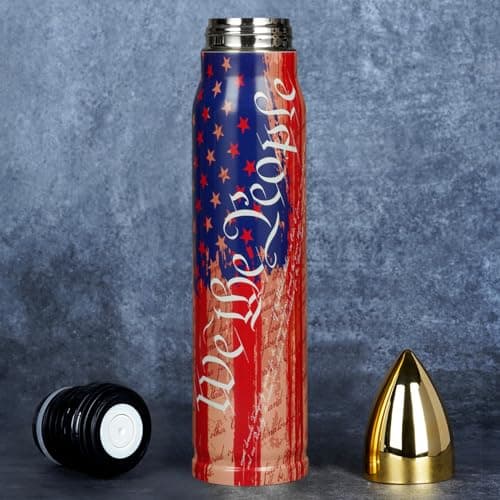 Funslive We the People American Flag, 250 Anniversary USA 34 oz Bullet Tumblers, Unique Shaped Thermos, Anniversary Birthday Dad Gifts for Men, Present Ideas for Fathers Day, Fishing Hunting Camping - Image 1