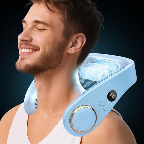 Portable Neck Fan Cooling Plate,Personal Fan Neck Hang Around,Powerful Airflow Shoulder Cooler,Fans To Wear Around Your Neck,Summer Menopause Fan Hot Flash Best Gifs for Outdoor Outside Indoor Blue - Image 1