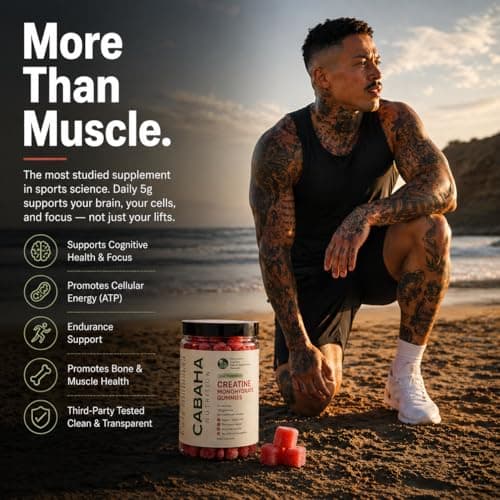 Creatine Monohydrate Gummies 5g - Only 2g Sugar, Made in USA - Sour Watermelon Flavor - Vegan & 3rd Party Tested - Pre & Post Workout Supplement for Women and Men (120 Count, 40 Servings) - Thumbnail 3