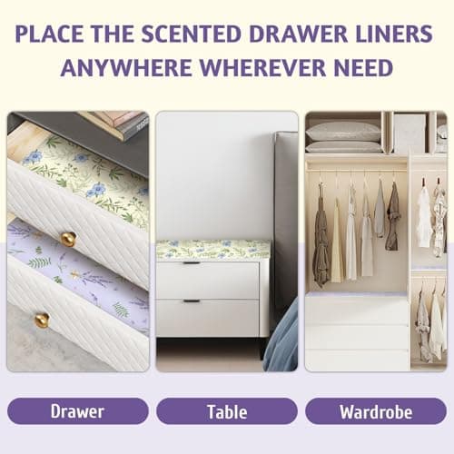 SCENTORINI Scented Drawer Liners for Dresser,6 Linen + 6 Lavender Scent Drawer Paper Liners, Paper Sheets Liner 14.3x19.5 Inch, for Fragrant Home Shelf Closet Bedroom Drawer - Thumbnail 6