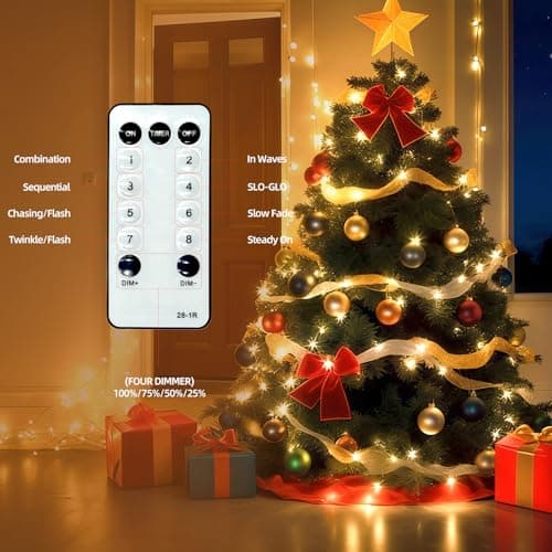 AHAWILL Warm White Christmas Lights Outdoor,50FT 150LED String Lights with 8 Modes,Christmas Tree Lights Indoor Plug in,Waterproof Twinkle Fairy Lights for Party,Classroom,Home Decor - Thumbnail 6