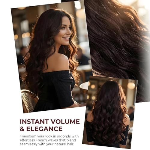 5 Clip in Hair Extensions Synthetic Thick Curly Wavy Hairpieces for Women 18 Inch Natural Looking 3/4 Full Head Clip on Hair Extensions Dark Brown - Thumbnail 2