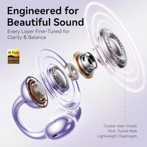 Kinglucky Open-Ear Clip-On Earbuds with Jewelry Bow Earrings, Purple - Thumbnail 4