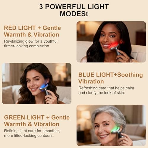 Red Light for Face and Neck, 7-in-1 Face Massager Tool, 3-Color Portable Facial Massager for Skin Care (5.9in) - Thumbnail 6