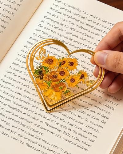 HOMTEK 4pcs Metal Clip Heart Bookmarks for Reading Women, Van Gogh Monet Oil Painting Cute Hollow Butterfly Corner Page Book Marks for Women,Teachers Students,Reading Accessories Gifts for Book Lovers - Thumbnail 5