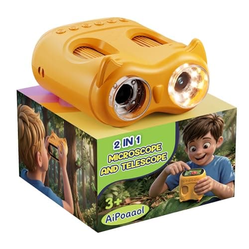 1000X Digital Microscope for Kids Handheld: 2-in-1 Telescope Portable STEM Toy - Birthday Gift for Boy Girl - Science Kits 10X Magnifying Glass for Age 3-8 8-12 USB Gadget